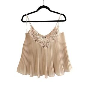 Massimo Dutti Dusty Pink Pleated Ruffle Lace Cami Top - Sz 4